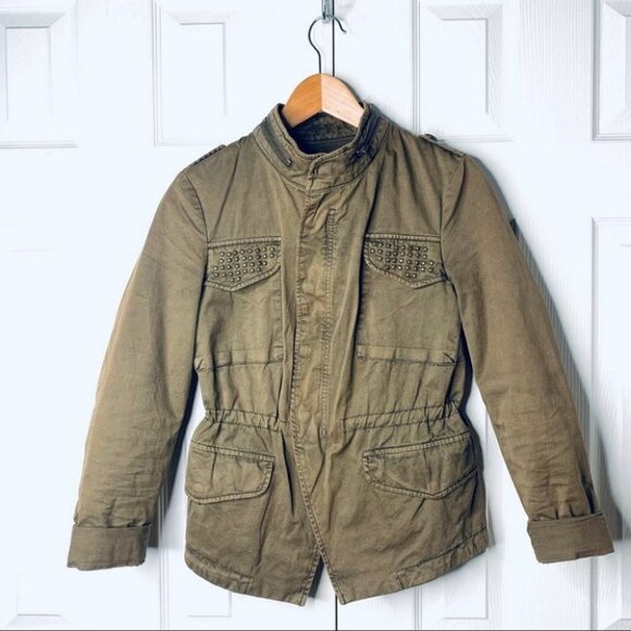 ZARA green fitted utility jacket spring khaki jacket women size  medium - Picture 2 of 16